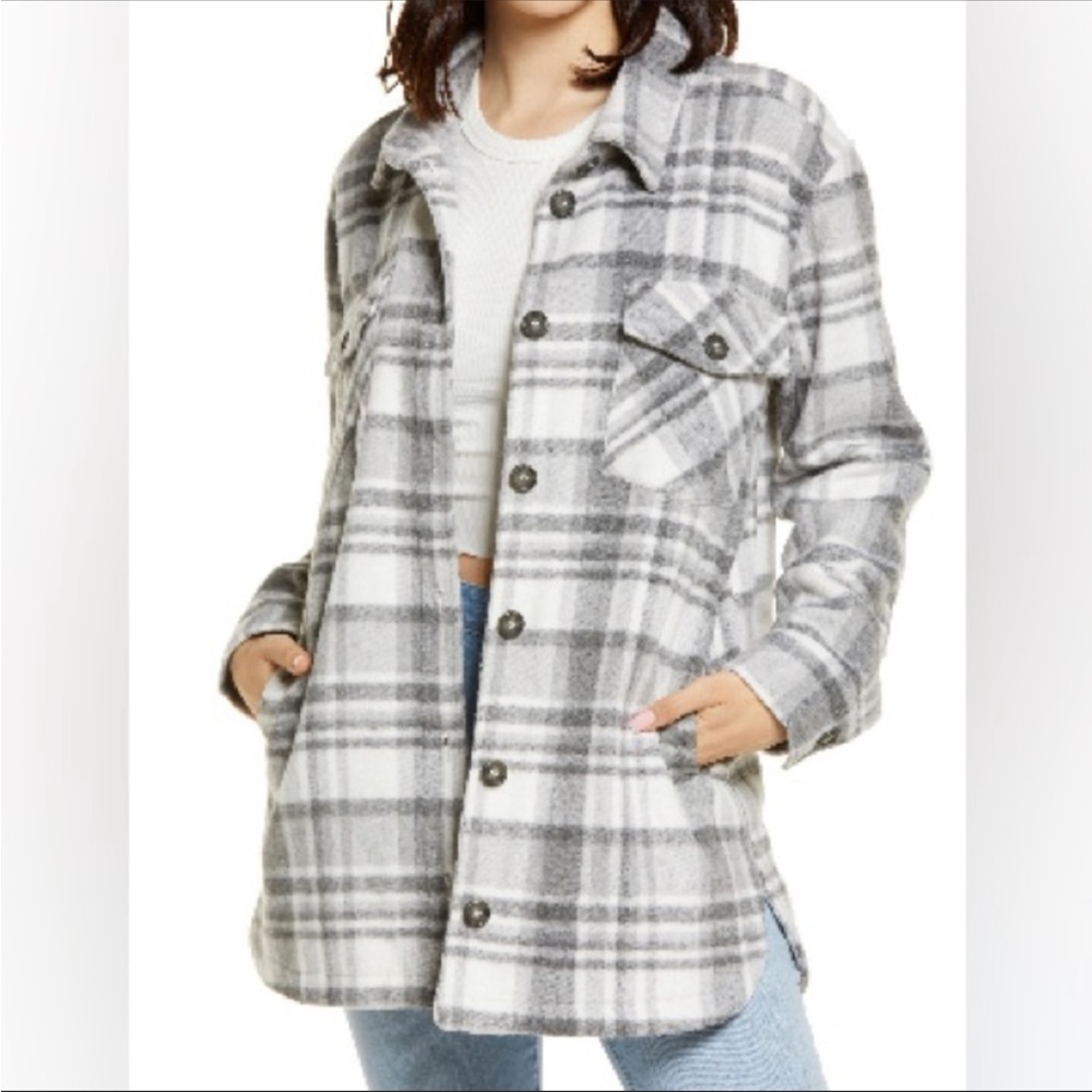 Thread & Supply (Nordstrom) Grey Plaid shacket Jacket XS, Like New!